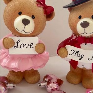 Valentines day Adorable Bear Figurines with Love and Hug Signs
